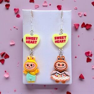 Sweet Heart Dangle Earrings - Multicolor